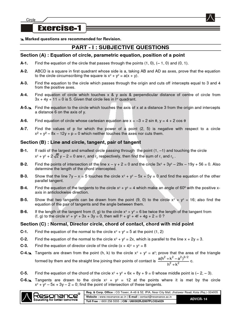 Circles Ex | PDF | Circle | Cartesian Coordinate System