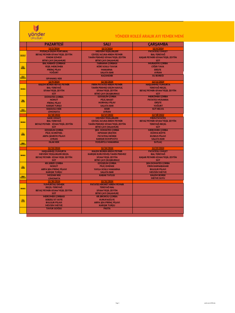 Aralik Menu 2024 Pdf