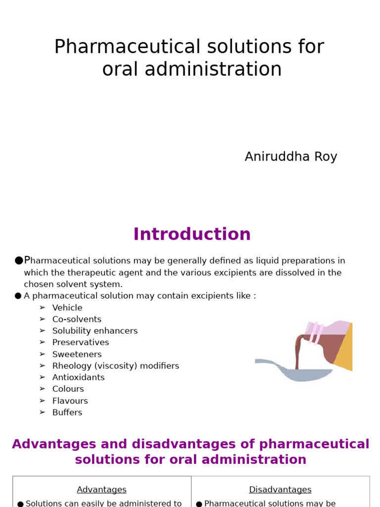 Oral Pharmaceutical Solutions Overview | PDF | Solvation | Polyethylene ...
