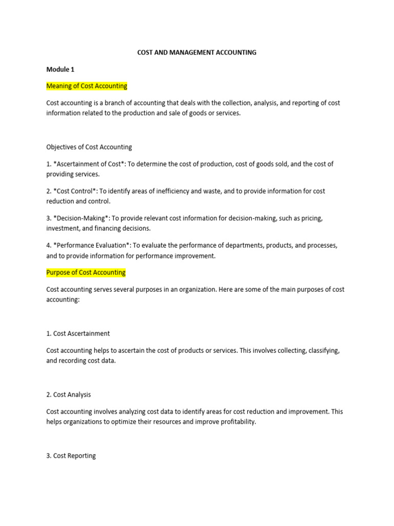 Cost and Management Accounting Full Notes1 | PDF | Inventory ...