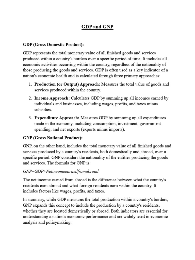 Understanding GDP vs GNP Explained | PDF | Measures Of National Income ...