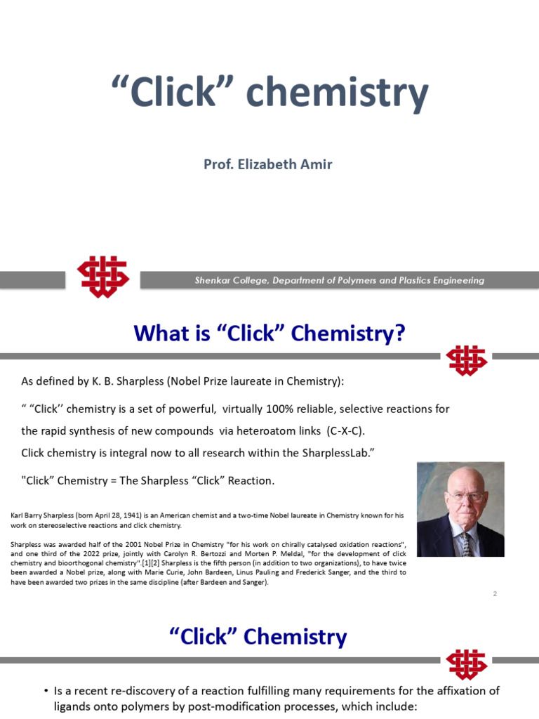 Overview of Click Chemistry Techniques | PDF | Chemical Reactions ...