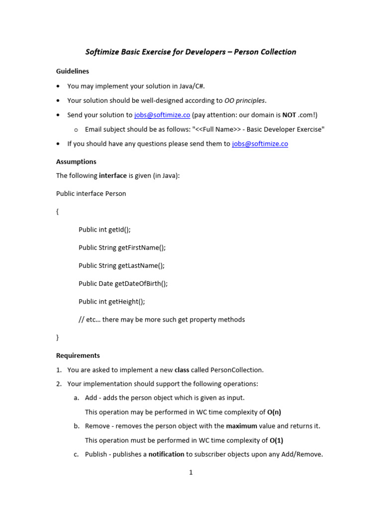 Developer Exercise: Person Collection | PDF