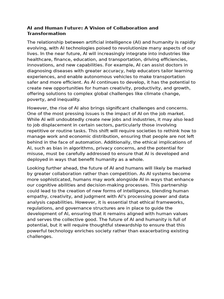 Ai And Human Future Pdf