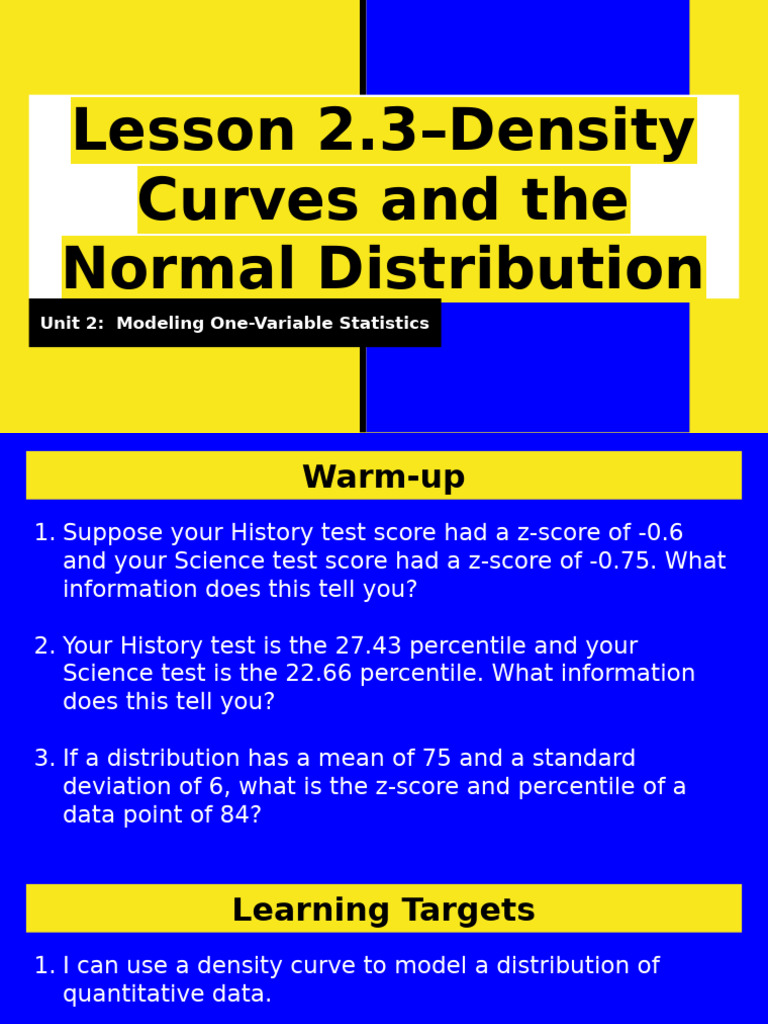 Lesson 2 3 density curves and the normal distribution pdf histogram