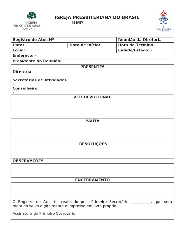MODELO REGISTRO DE ATO | PDF