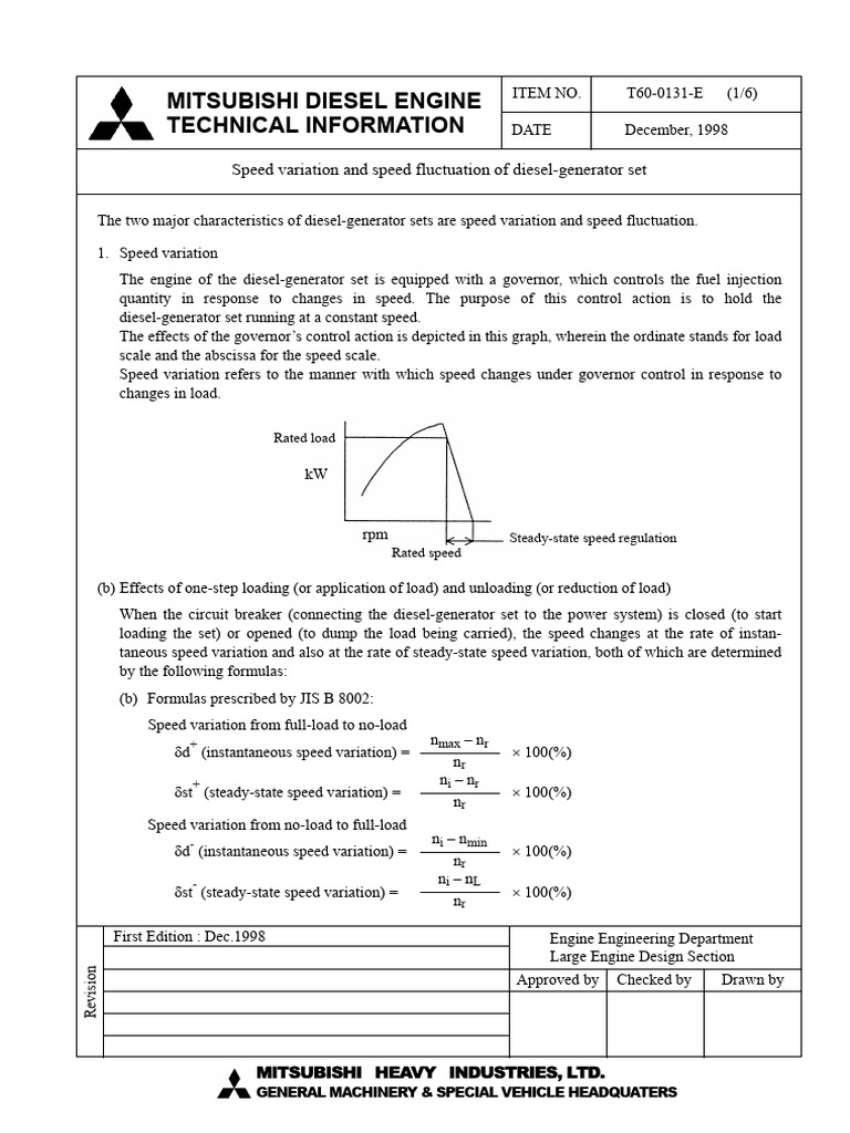 T60-0131-E Speed Variation and Speed Fluctuation of Diesel-Generator ...