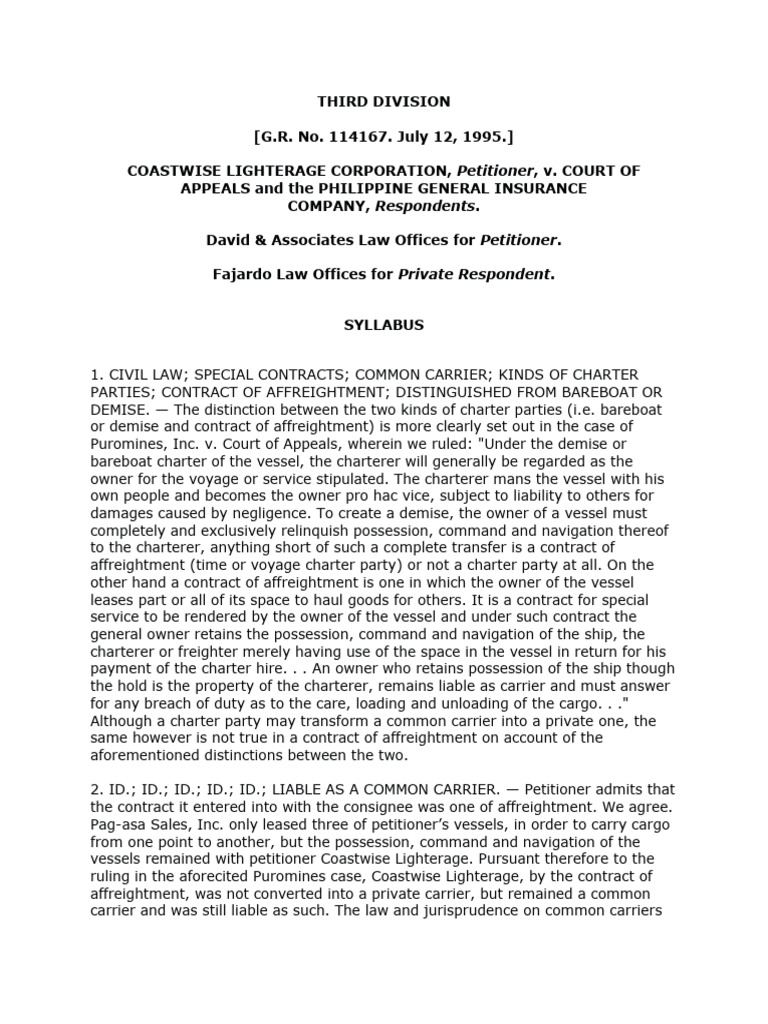 Coastwise vs. Lighterage | PDF | Subrogation | Insurance