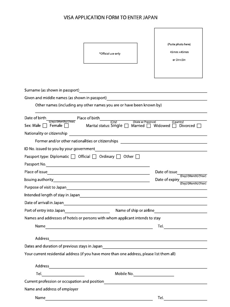 Japan Visa Form | PDF