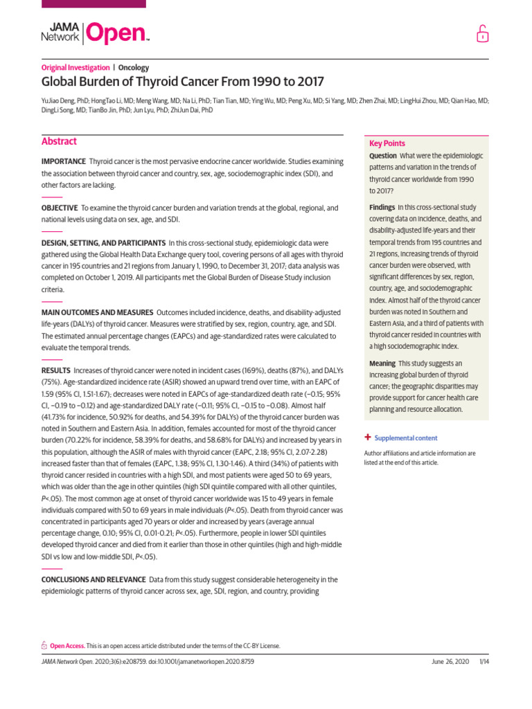 Global Trends in Thyroid Cancer Burden | PDF | Clinical Medicine ...