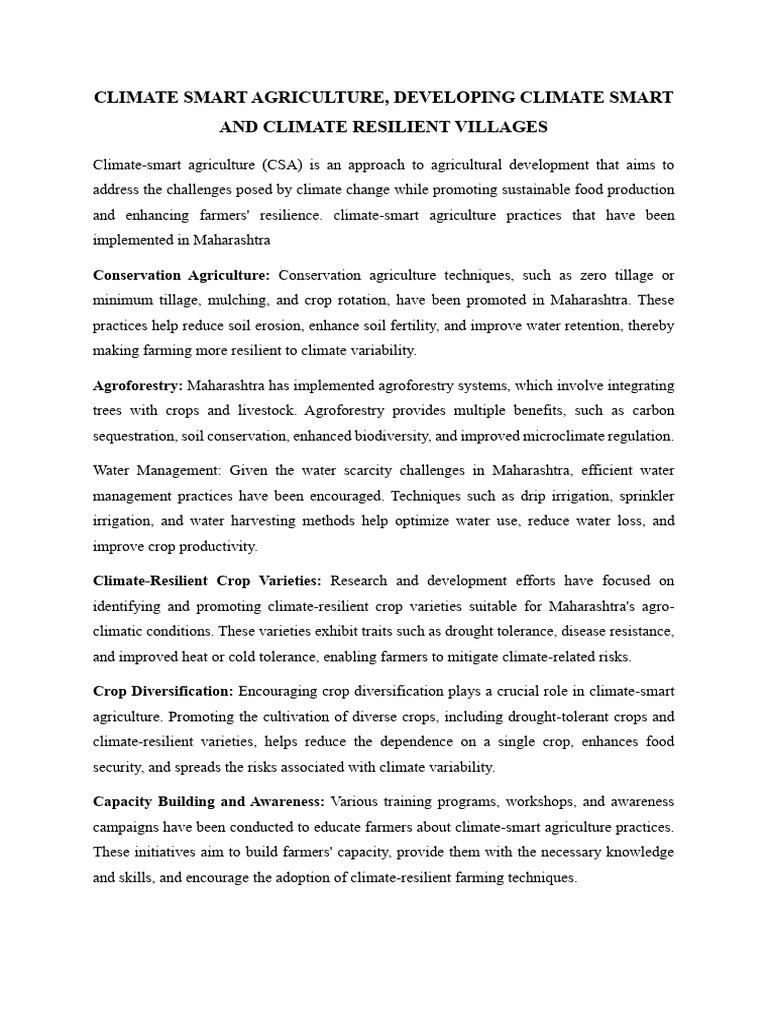 Climate-Smart Agriculture in Maharashtra | PDF | Agriculture | Climate ...