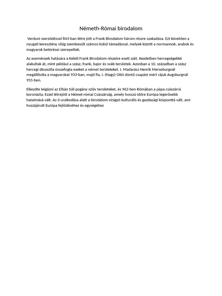 Németh Római Birodalom | PDF