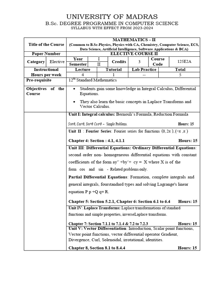 Math II for Computer Science Majors | PDF | Differential Equations ...
