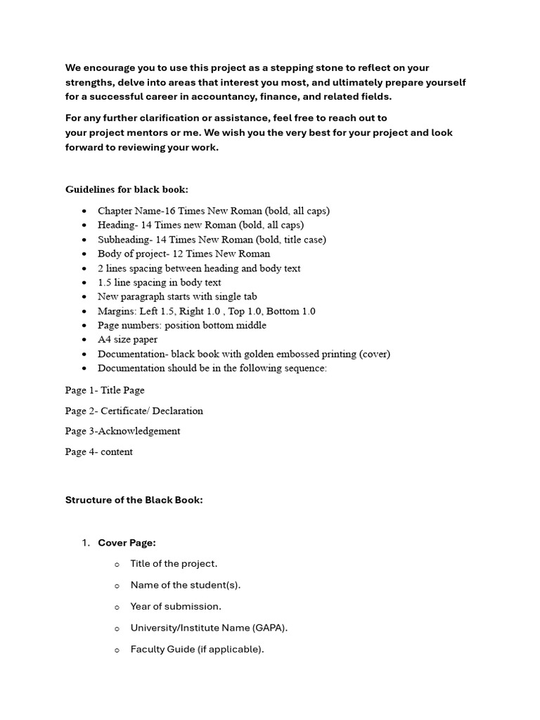 Project Guidelines for Finance Black Book | PDF | Marketing | Taxes