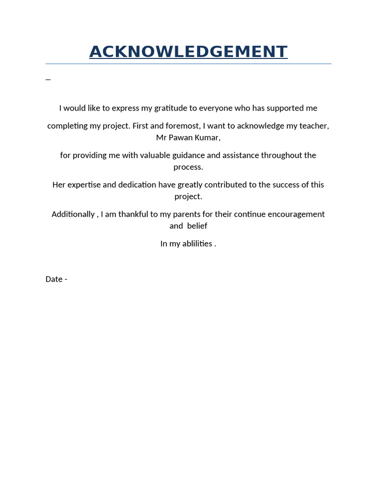 Project Acknowledgement and Thanks | PDF