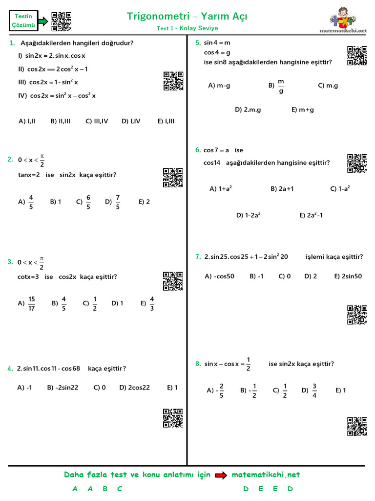 Yarım Açı Test 1 K | PDF