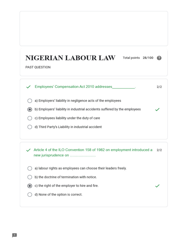 Nigerian Labour Law Case Studies Analysis Pdf Employment Legal