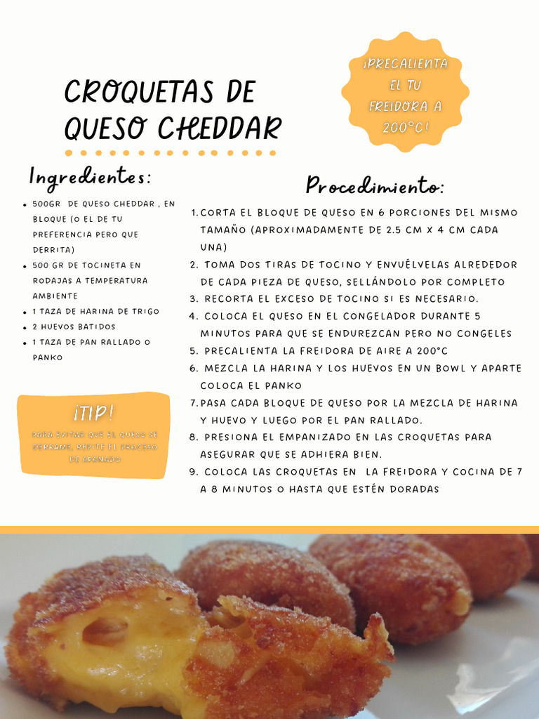 Croquetas de Queso Cheddar y Tocino | PDF
