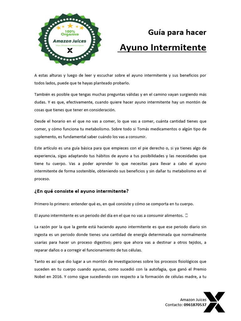Guía Práctica de Ayuno Intermitente | PDF | Ayuno intermitente | Glucógeno