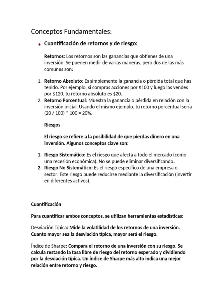 Retornos y Riesgos en Inversiones Financieras | PDF | Desviación ...