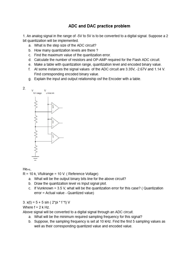 ADC and DAC Practice Problems | PDF | Analog To Digital Converter ...
