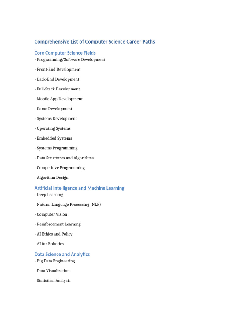 Computer Science Career Guide | PDF | Artificial Intelligence ...
