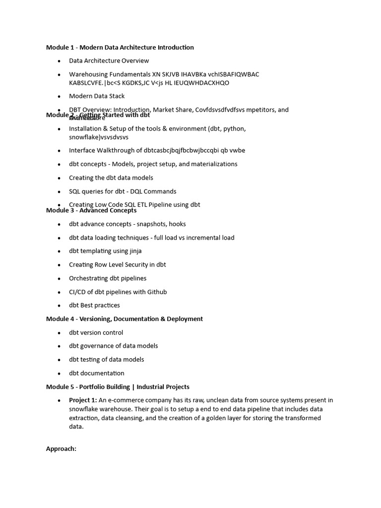 Modern Data Architecture & dbt Guide | PDF