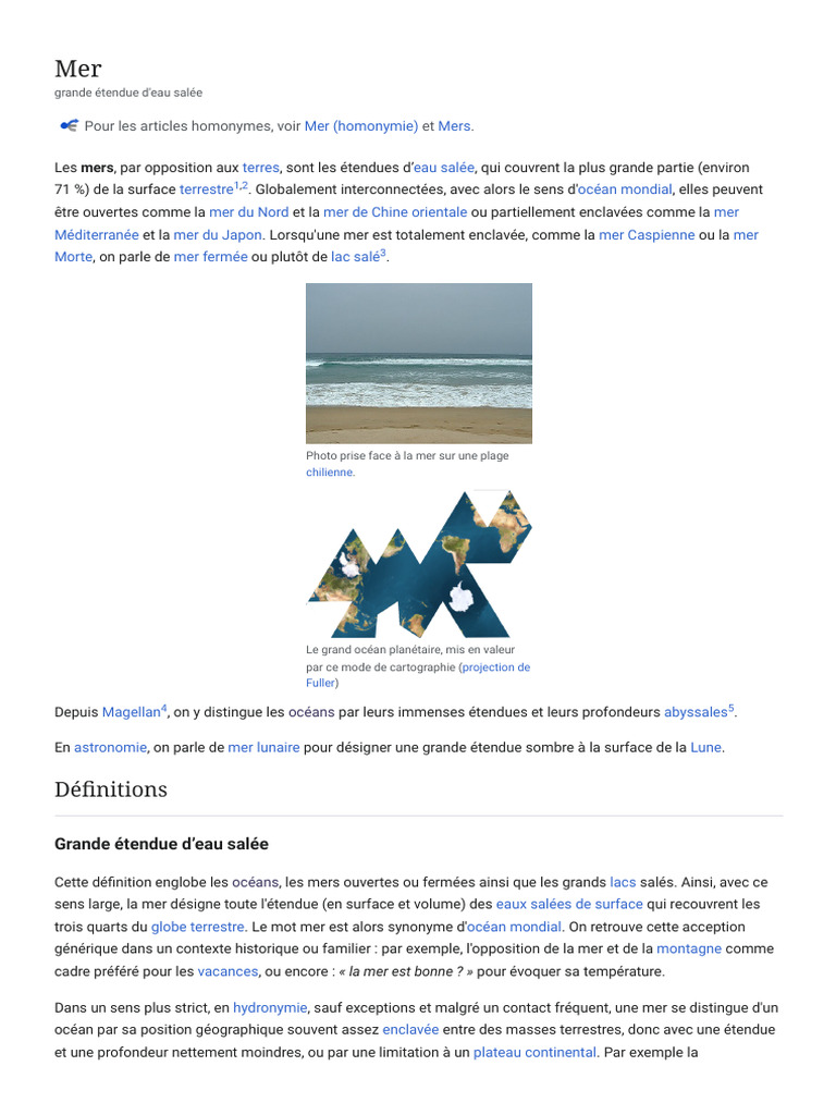 Définition de la mer et ses caractéristiques | PDF | Mer ...
