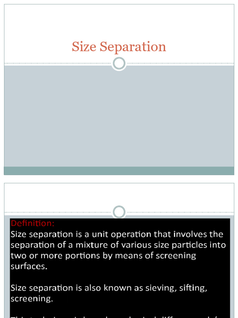 REVISED - Size Separation New | PDF | Particulates | Industrial Processes