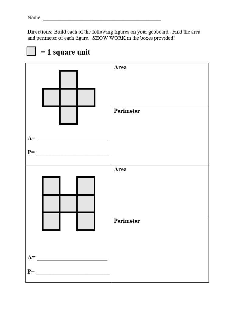 Geoboard Area and Perimeter Worksheet | PDF