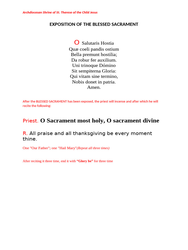 Exposition of the Blessed Sacrament Guide | PDF | Lectionary | Mass ...