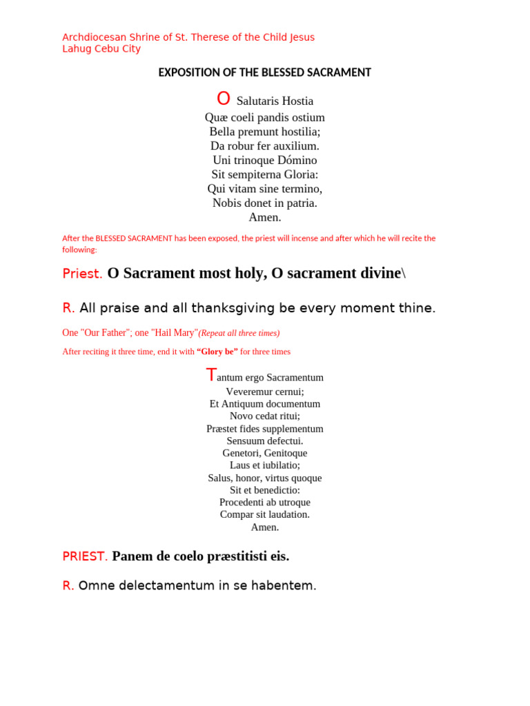 Exposition of the Blessed Sacrament Guide | PDF | Worship | Religious ...