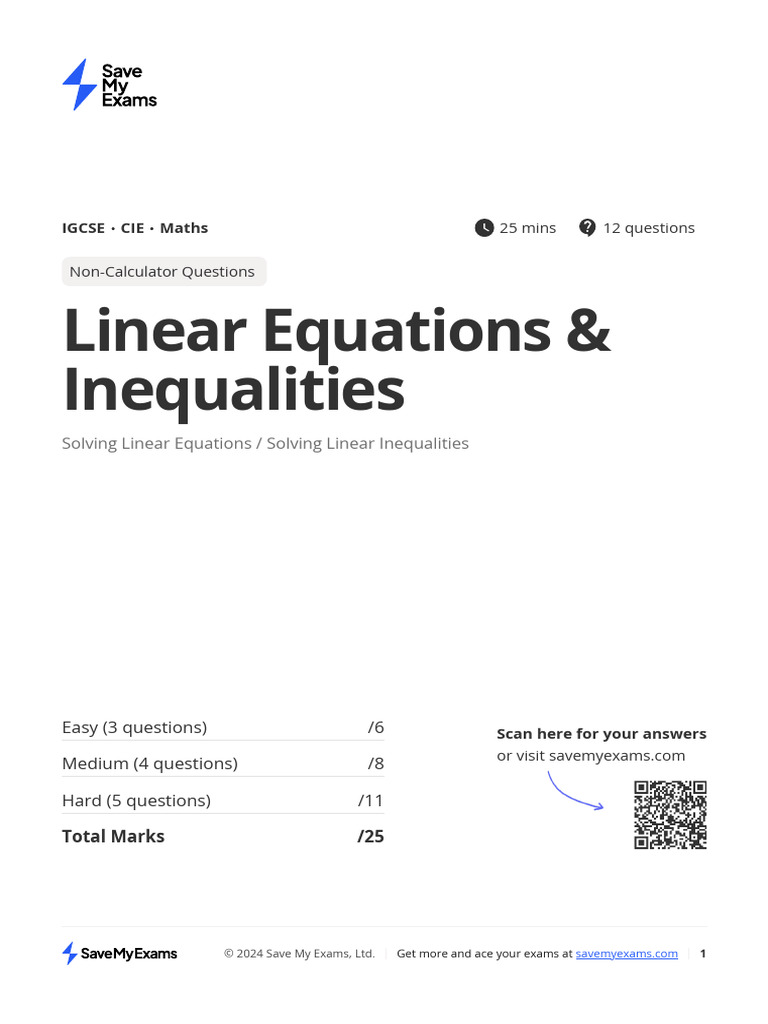 Linear Equations and Inequalities | PDF | Equations | Applied Mathematics