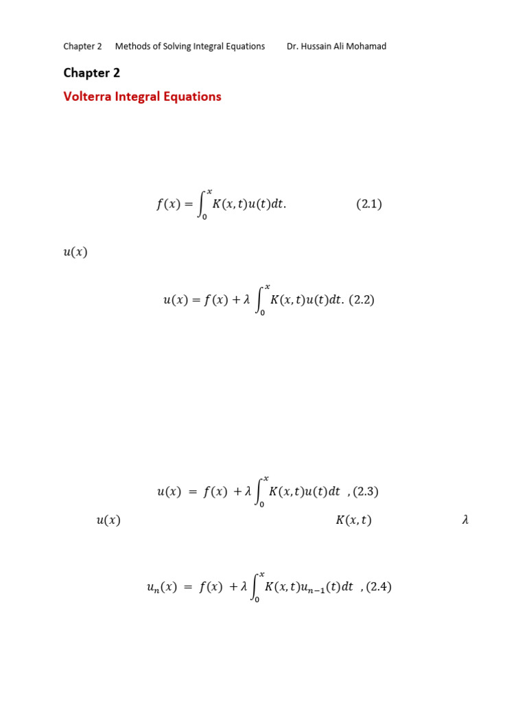 Solving Volterra Integral Equations | PDF | Integral Equation ...