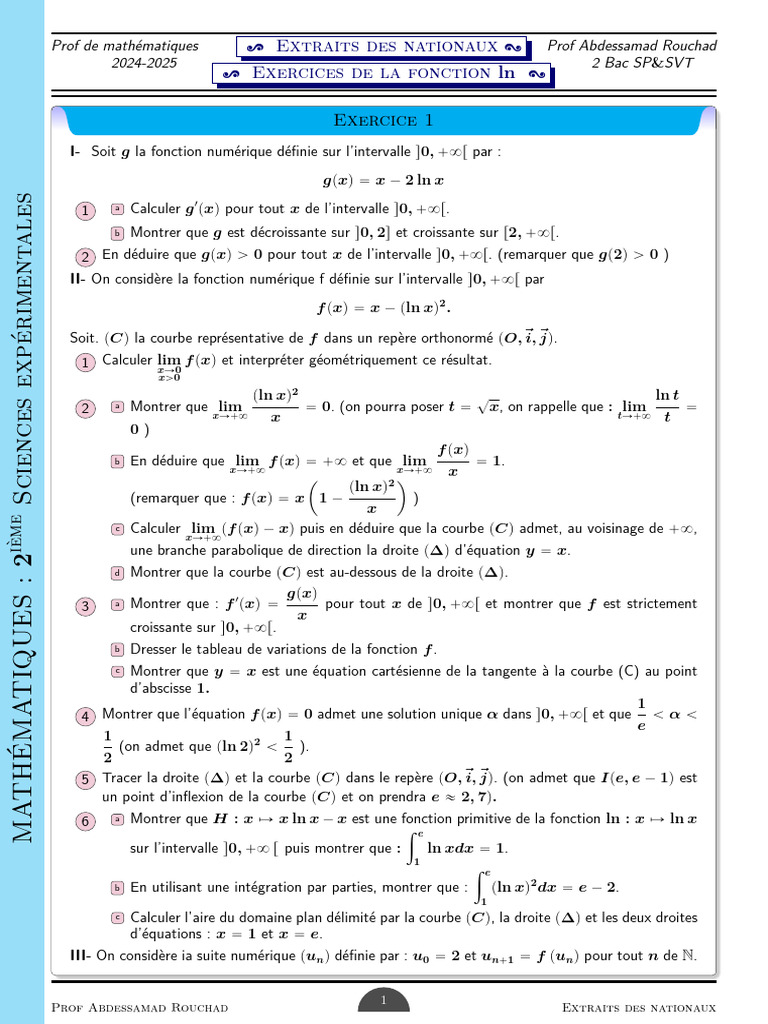 Examen Mathématiques 2 Bac SP&SVT | PDF | Fonction (Mathématiques ...