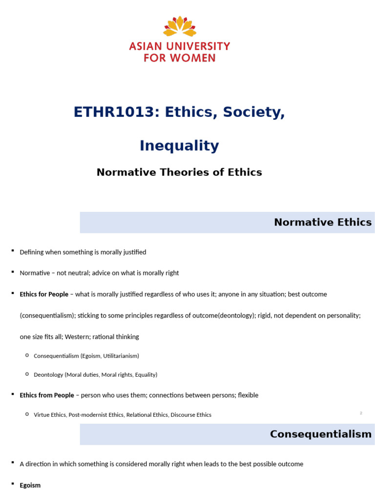 Normative Theories Of Ethics Pdf Utilitarianism Pleasure