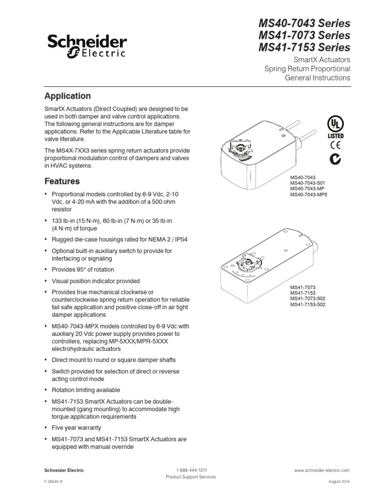 MS40-7043_MS41-7073_MS41-7153_Install | PDF | Actuator | Valve