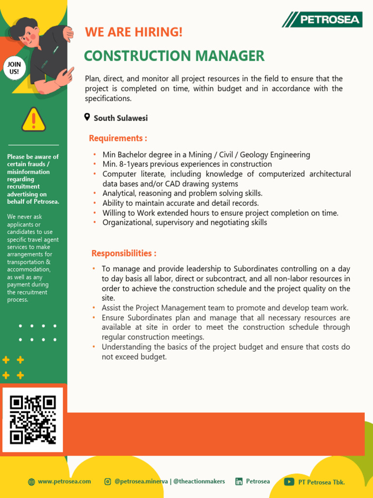 Construction Manager & Sr Project Engineer-1 | PDF | Recruitment ...