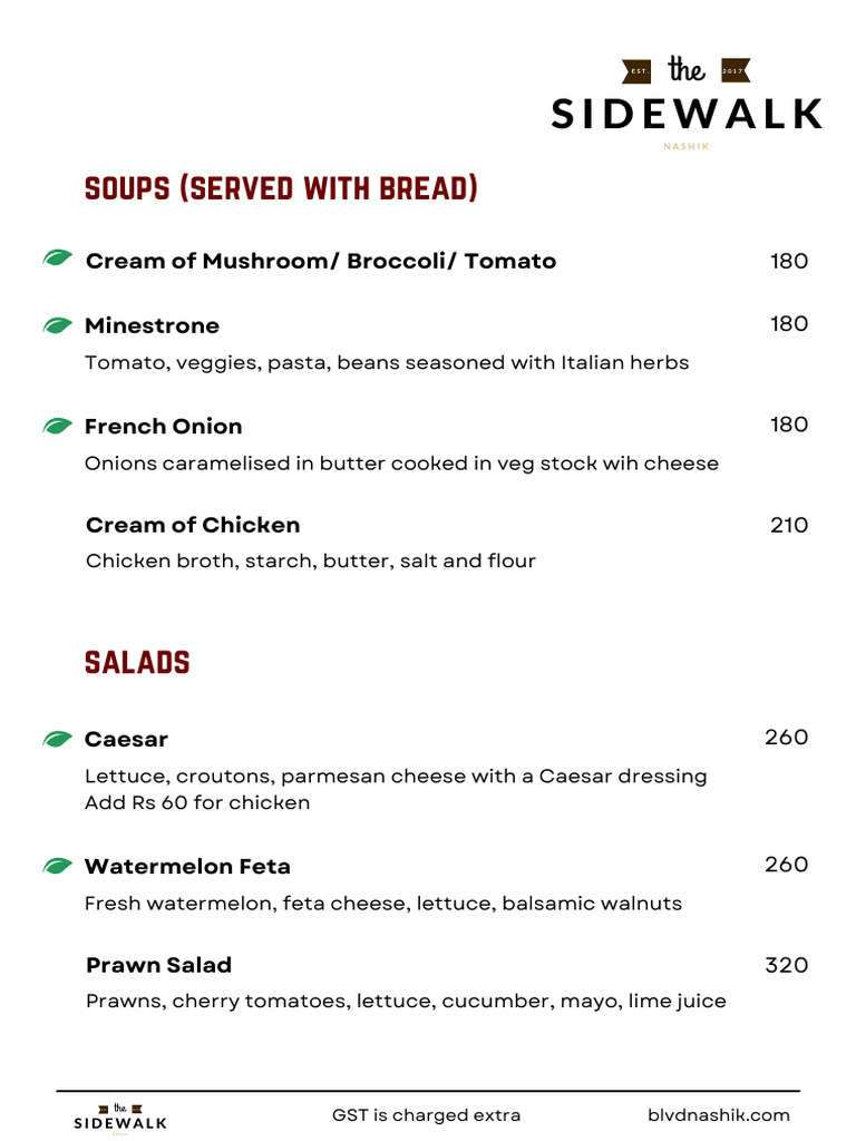 Sidewalk Cafe Nashik Menu Overview | PDF | Thai Cuisine | Curry