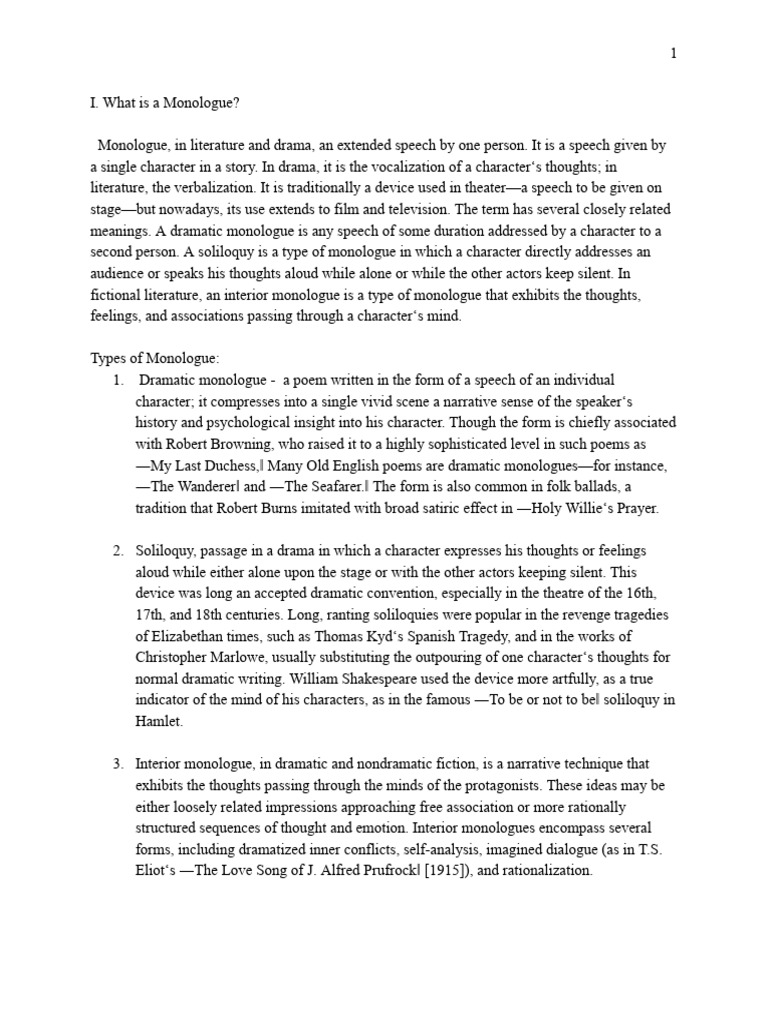 Unit 2 Sec B Pdf Monologue Thought