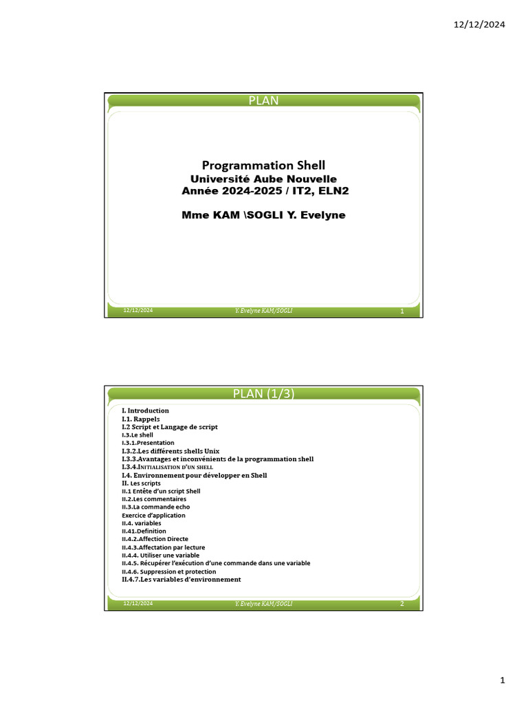 Introduction à la Programmation Shell | PDF | Structure de contrôle ...