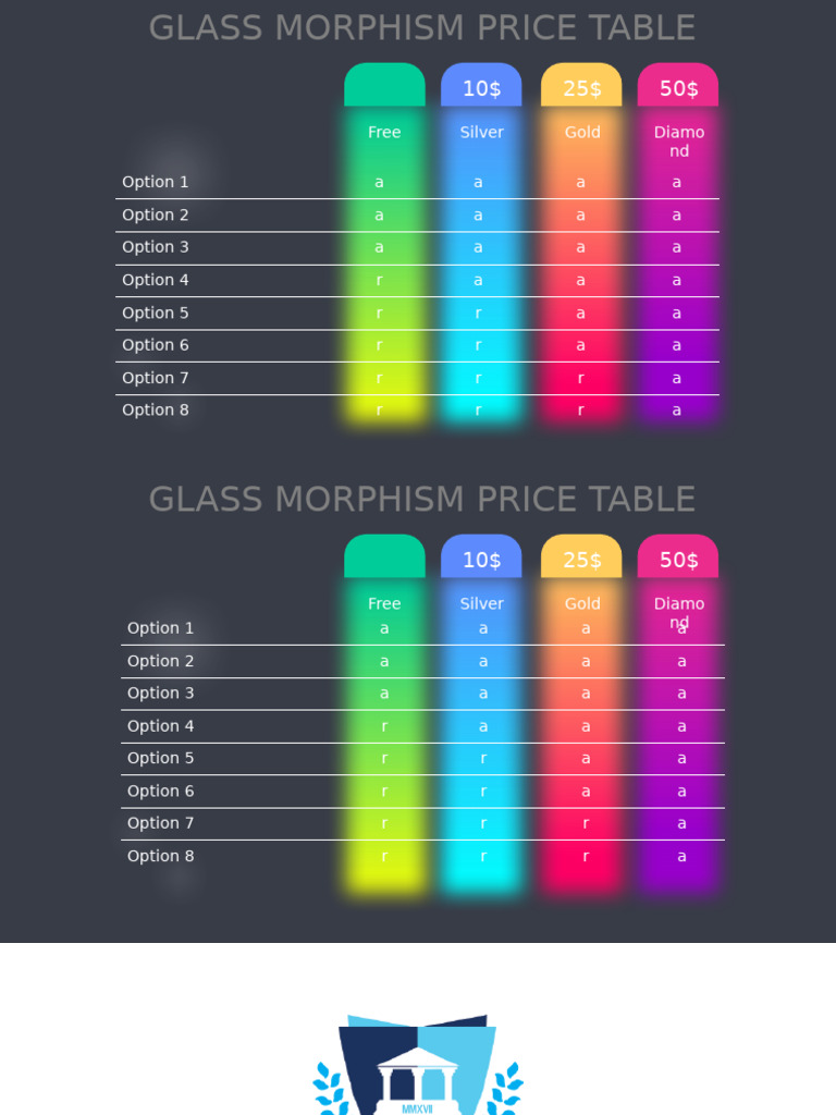 Glassmorphism Price Table Overview | PDF | Currency | Foreign Exchange ...