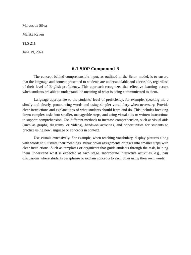 Comprehensible Input in Education | PDF