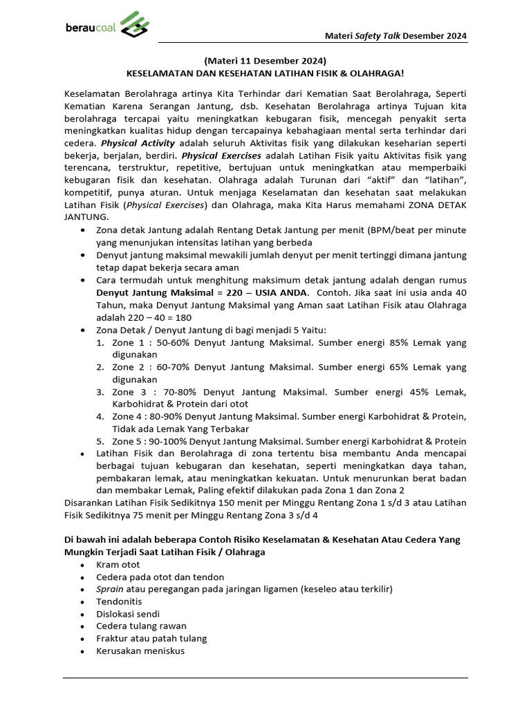 Keselamatan Berolahraga Dan Kesehatan Pdf