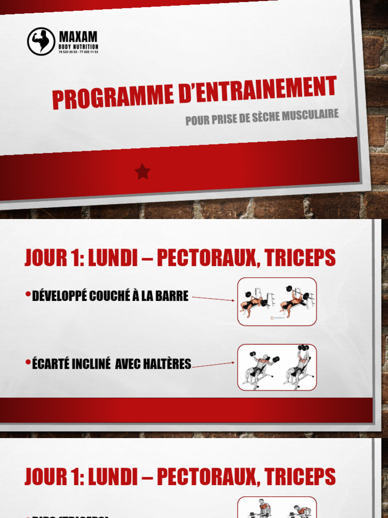 Programme d'entraînement pour sèche musculaire | PDF