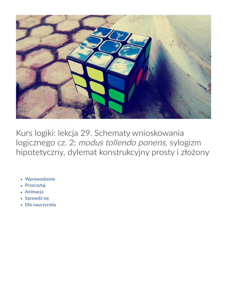 Kurs Logiki Lekcja 29 Schematy Wnioskowania Logicznego CZ 2 Modus ...