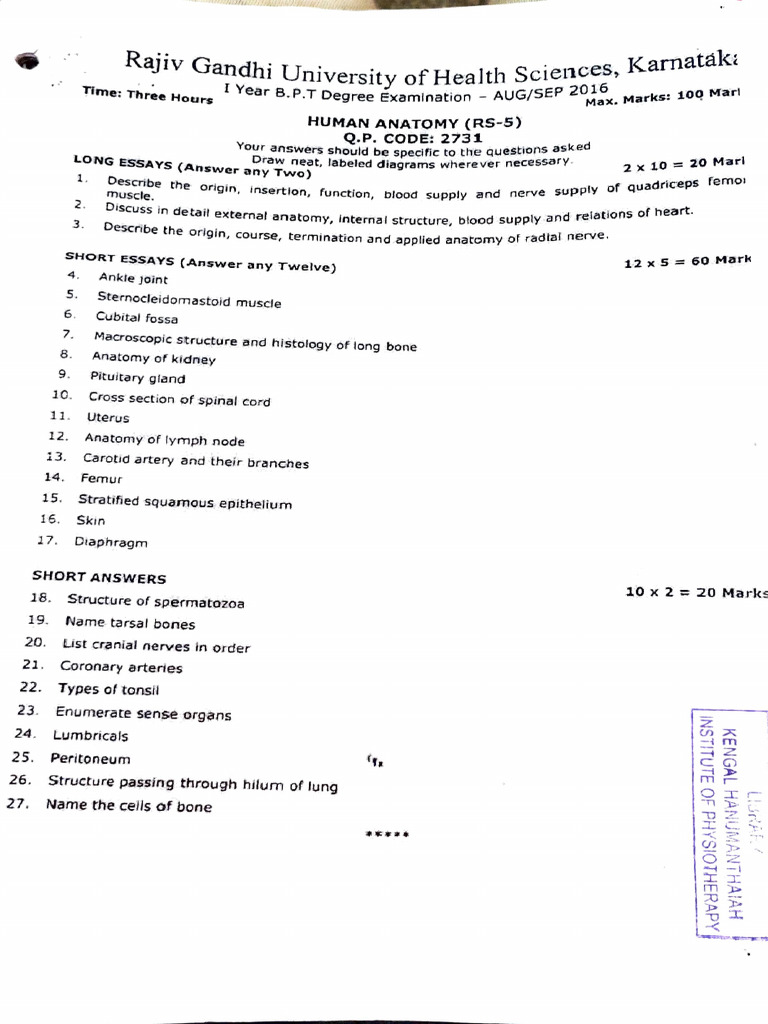 1ST YEAR ANATOMY AND PHYSIOLOGY QUESTION PAPER PDF DOWNLOAD 2020 visual data 2