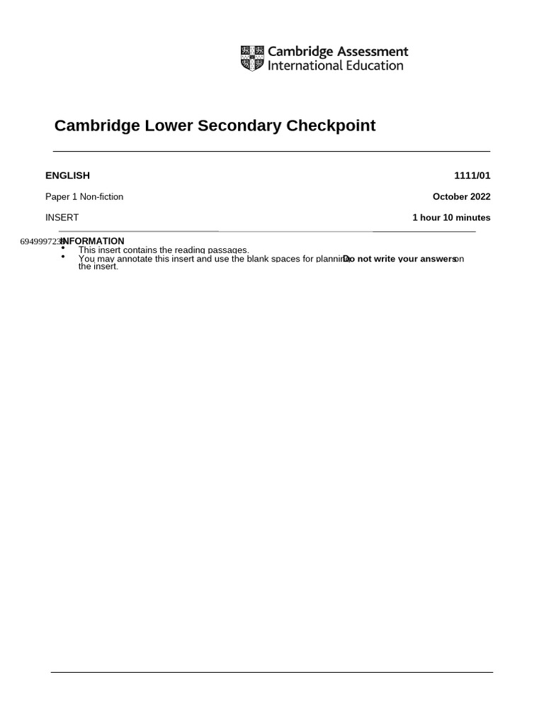 2022 English Language Paper 1 Insert | PDF | Foods | Junk Food