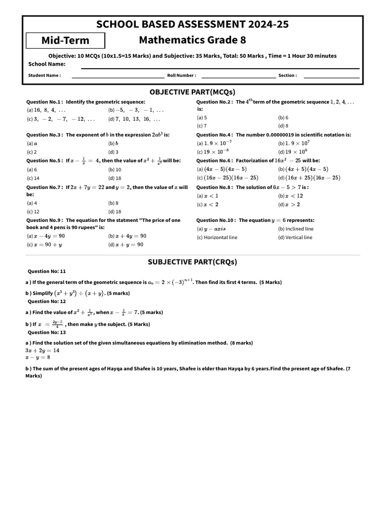 8th Class Math Eng Version | PDF | Mathematics | Mathematical Objects