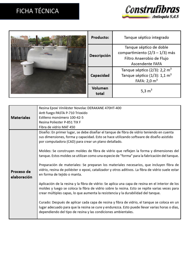 Tanque Séptico Doble con Filtro FAFA | PDF | Epoxy | Lentes